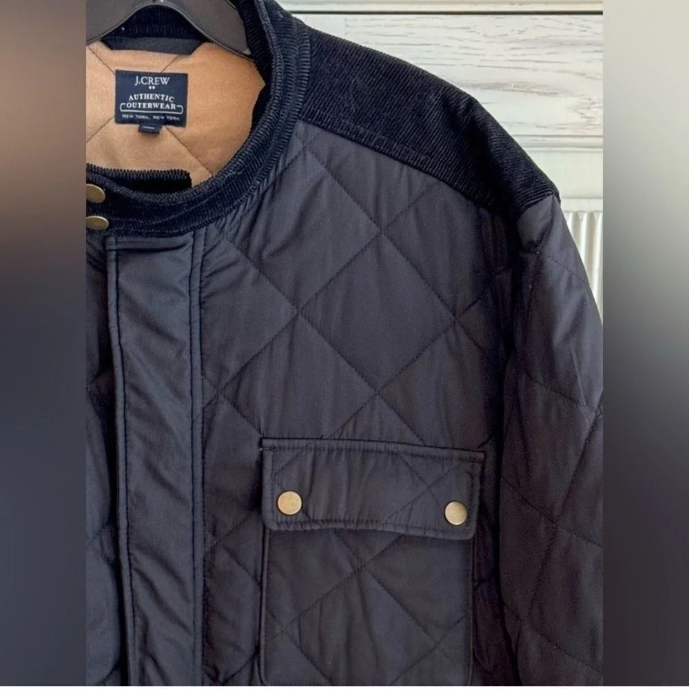 J CREW‎ Mens Greyson Quilted and Corduroy Barn Black Jacket, Size XXL